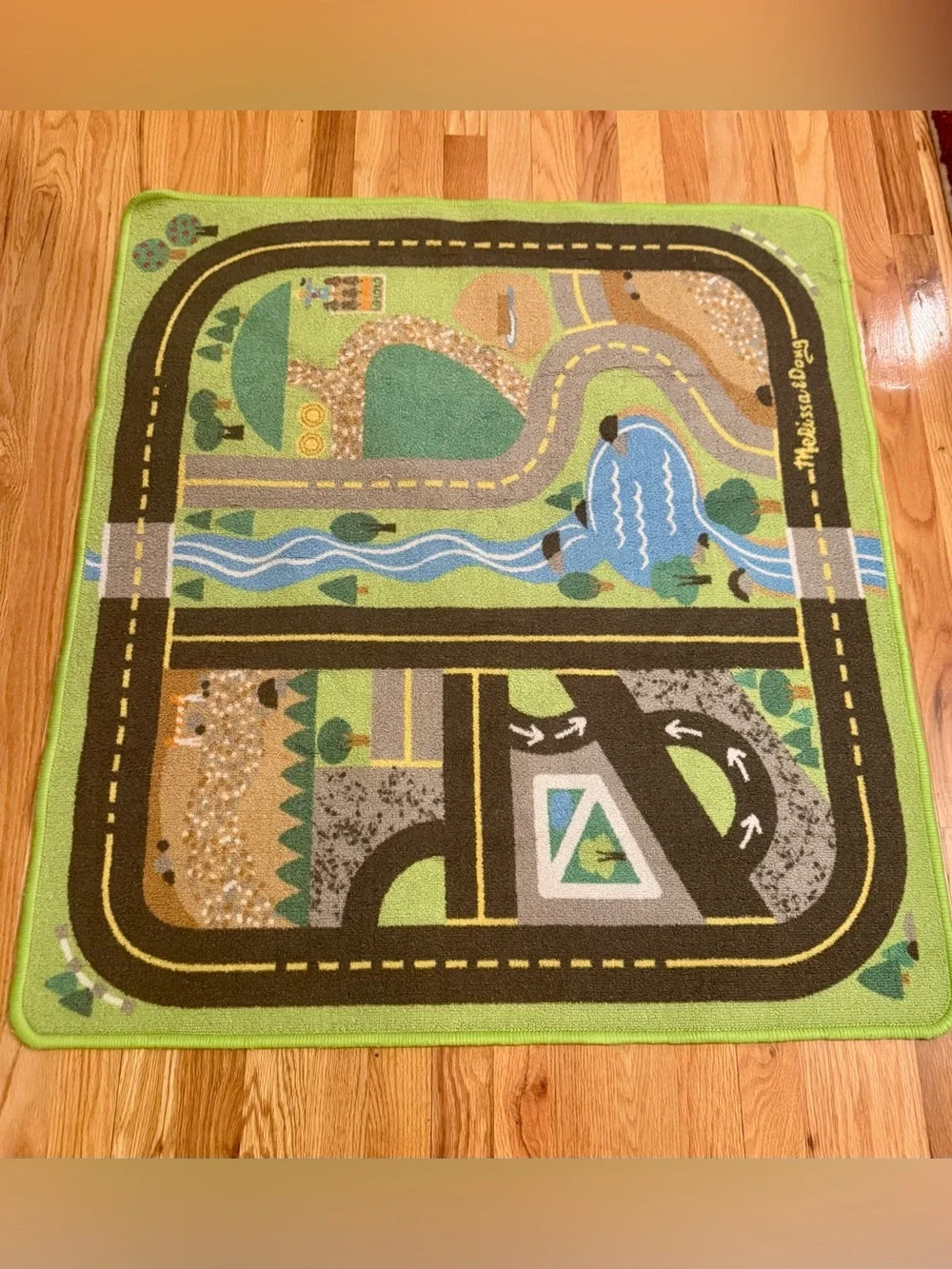 Melissa & Doug Road Play Rug w/ Wooden Cars & Vehicles Play Set